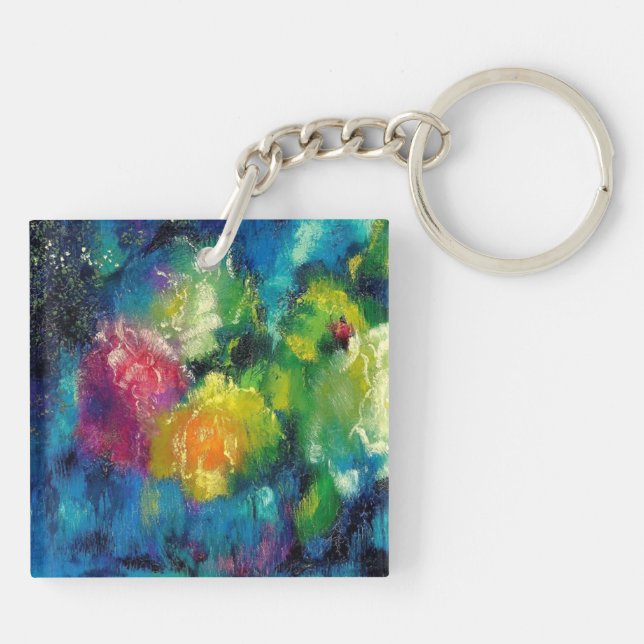 Llavero Rosas, hermosa pintura de arte fino (Atrás)