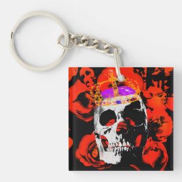 Llavero Rosas rojas de cráneo gótico