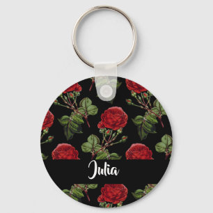 Llavero Rosas rojas de nombre personalizado
