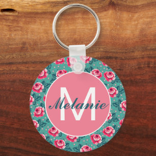 Llavero Rosas rosadas bonitas y puntos en personalizado tu