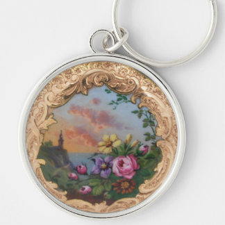 Llavero Rosas Y FLORES DE VINTAJE CON PAISAJE