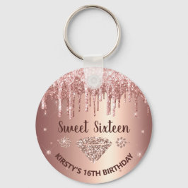 Llavero Rose Gold Glitter y Diamante Dulces 16 