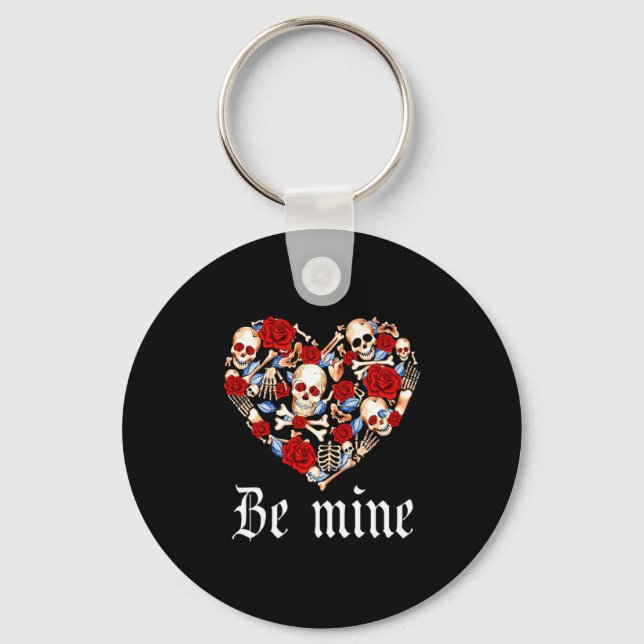 Llavero Roses And Skulls Heart Gothic Style Valentine Be M (Anverso)