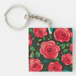 Llavero Roses rojos en flor: Exuberante exposición floral