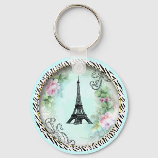 Llavero Roses rosados de la Torre Eiffel e impresión de ce