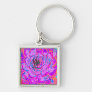 Llavero Rosette de sedum con sabor morado y magenta