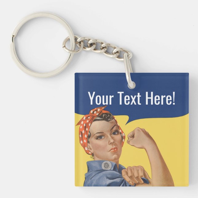 Llavero Rosie The Riveter Keychain | Texto Personalizado (Frente)