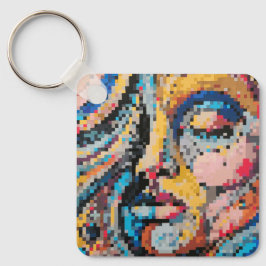 Llavero Rostro multicolor en arte pixel