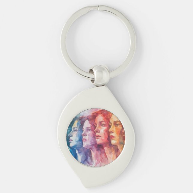 Llavero Rostros de las mujeres - Pintura de acuarela (Anverso)