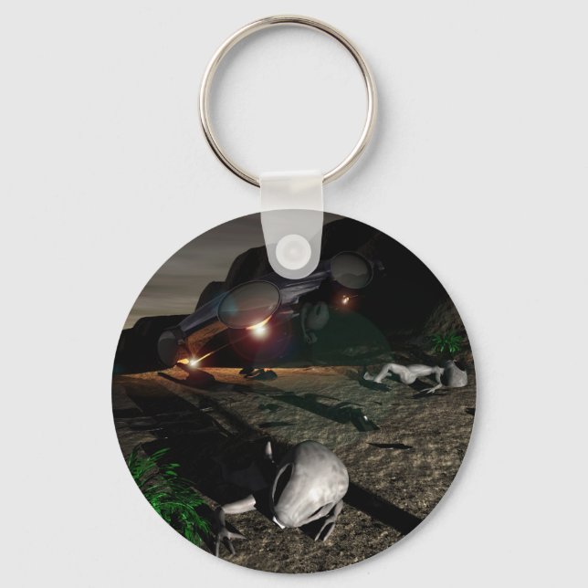 Llavero Roswell UFO Crash at night Keychain (Anverso)