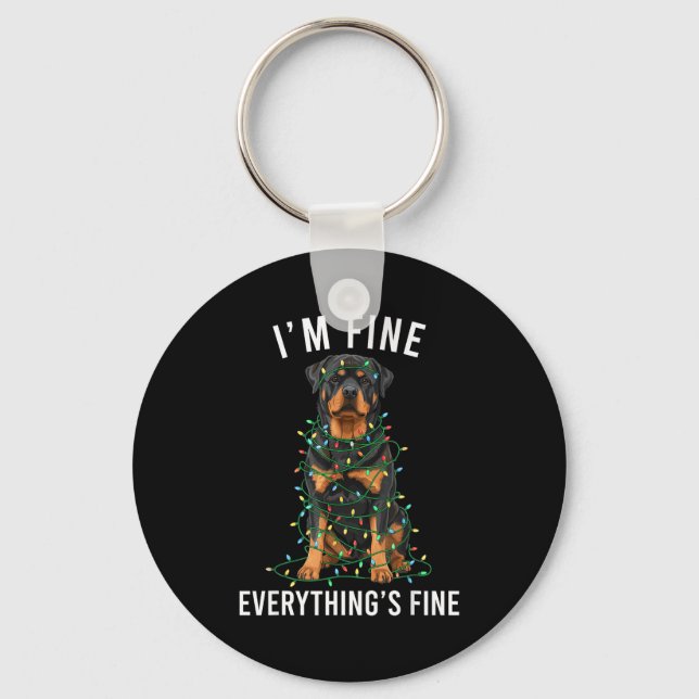 Llavero Rottweiler Christmas I'm Fine Everything Is Fine  (Anverso)