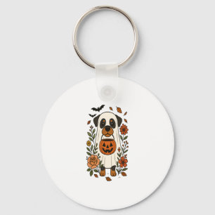 Llavero Rottweiler de Halloween con flores