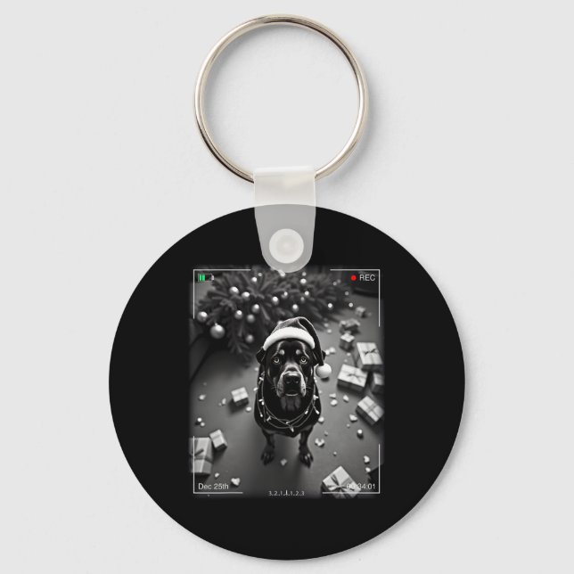 Llavero Rottweiler de Navidad Captado en Cámara  (Anverso)
