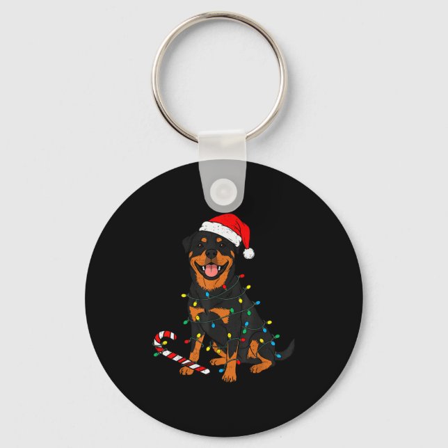 Llavero Rottweiler Dog Christmas Lights Santa Xmas Pet Dog (Anverso)