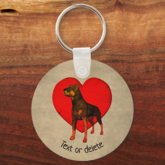 Llavero Rottweiler Dog Red Heart Personalizado