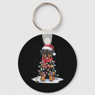 Llavero Rottweiler Dog Santa Hat Christmas Tree Light Xmas
