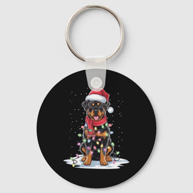 Llavero Rottweiler Dog Santa Hat Christmas Tree Light Xmas (Anverso)