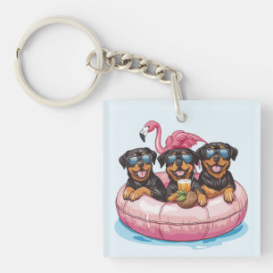 Llavero Rottweiler Dogs Flamingo Summer Pool Tube