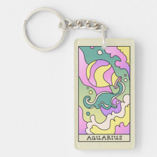 Llavero Rótulo Aquarius Zodiac Resumen Art Vintage 