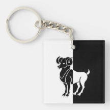 Rótulo Aries Zodiac, Keychain negra y blanca
