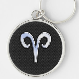 Llavero Rótulo cromado moderno como Aries Zodiac