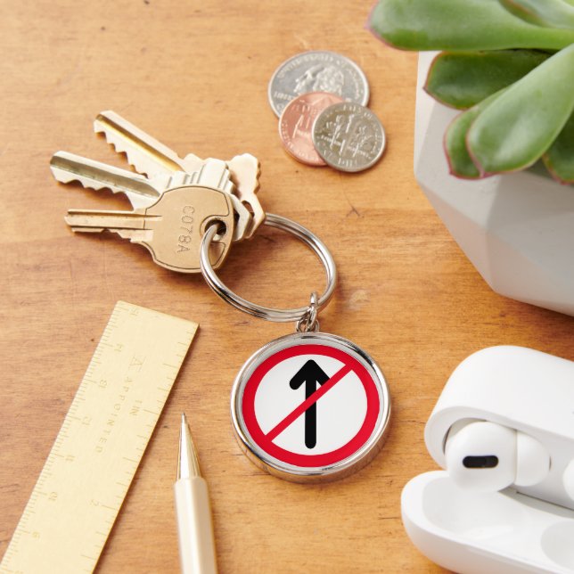 Llavero Rótulo de carretera sin entrada | Keychain Premium (Escritorio )