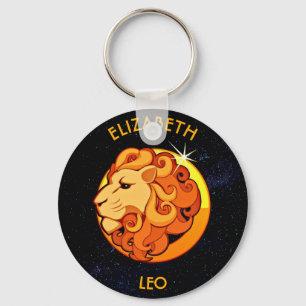 Llavero Rótulo De Cumpleaños De Leo Zodiac Con Su Nombre P