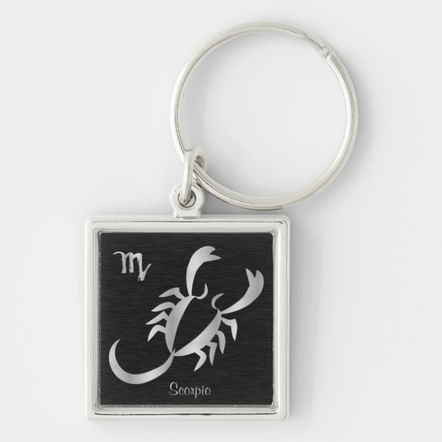 Llavero Rótulo de plata del zodiaco del escorpión (Frente)