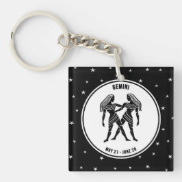 Llavero Rótulo Gemini Zodiac, Keychain Blanco y Negro