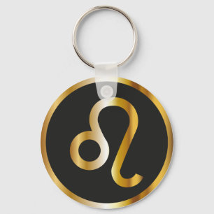 Llavero Rótulo Leo Zodiac, Keychain Black & Gold