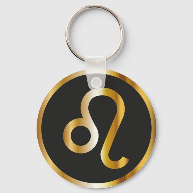 Llavero Rótulo Leo Zodiac, Keychain Black & Gold (Anverso)
