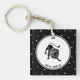 Llavero Rótulo Leo Zodiac, Keychain negro y blanco