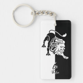 Llavero Rótulo Leo Zodiac, Keychain negro y blanco