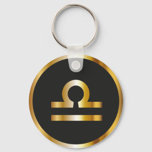 Llavero Rótulo Libra Zodiac, Keychain Black & Gold