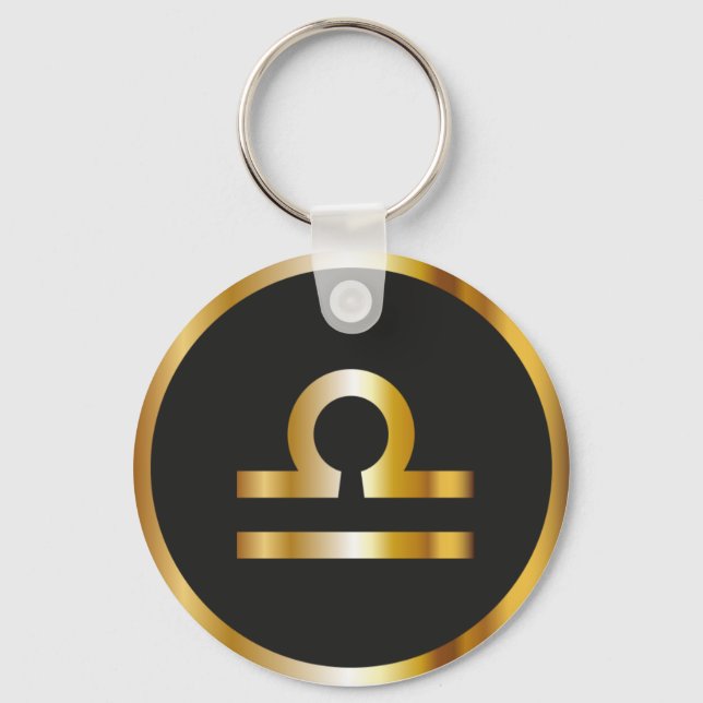 Llavero Rótulo Libra Zodiac, Keychain Black & Gold (Anverso)
