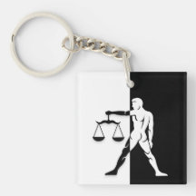 Rótulo Libra Zodiac, Keychain en blanco y negro