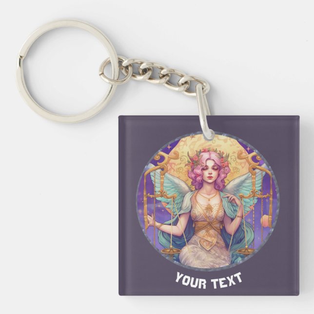 LLAVERO RÓTULO LIBRA ZODIAC PERSONALIZADO (Frente)