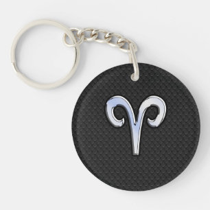 Llavero Rótulo moderno cromado como Aries Zodiac