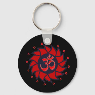 Llavero Rótulo Om Rojo - Cadena Keychain de Yoga