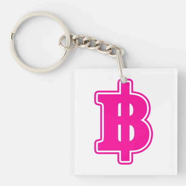 Llavero Rótulo PINK BAHT ฿ dinero tailandés ฿ (Frente)