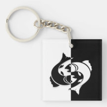 Rótulo Pisces Zodiac, Keychain en blanco y negro