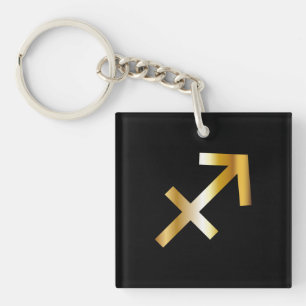 Llavero Rótulo Sagittarius Zodiac, Keychain Black & Gold
