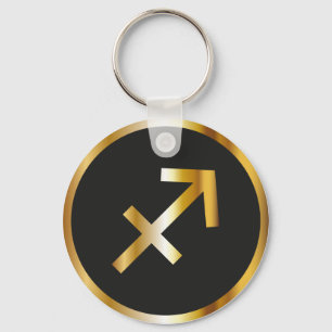 Llavero Rótulo Sagittarius Zodiac, Keychain Black & Gold