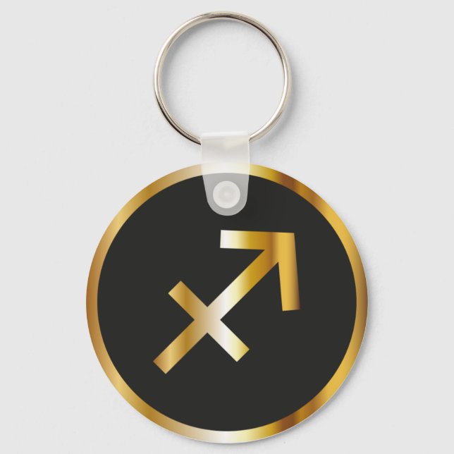 Llavero Rótulo Sagittarius Zodiac, Keychain Black & Gold (Anverso)