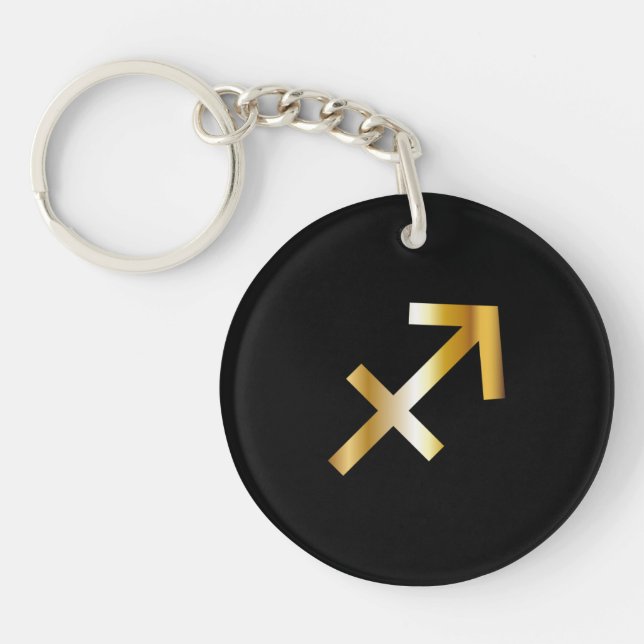 Llavero Rótulo Sagittarius Zodiac, Keychain Black & Gold (Frente)