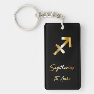 Llavero Rótulo Sagittarius Zodiac, Keychain Black & Gold
