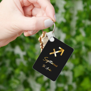 Llavero Rótulo Sagittarius Zodiac, Keychain Black & Gold