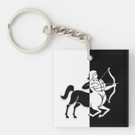 Llavero Rótulo Sagittarius Zodiac, Keychain Blanco y Negro