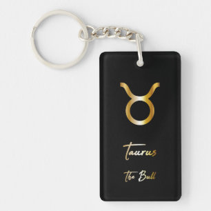 Llavero Rótulo Taurus Zodiac, Keychain Black & Gold