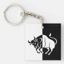 Rótulo Taurus Zodiac, Keychain Blanco y Negro